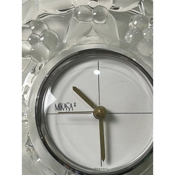 Mikasa Carmen Crystal Floral Desk Clock 6 1/4" Battery Operated Germany #1118/6 - Picture 13 of 14
